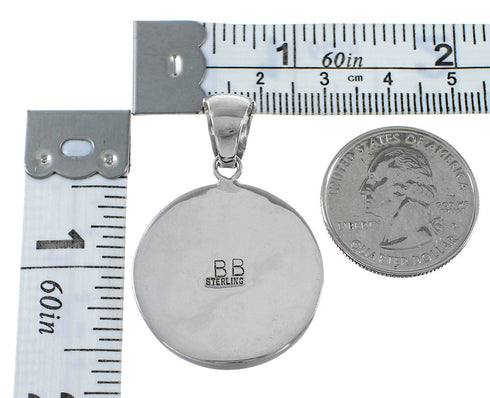 Silver Multicolor Native American Village Design Pendant YS62876
